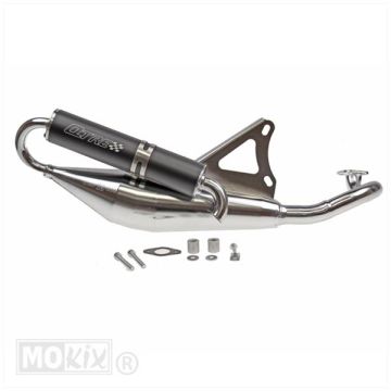 Marmitta cromato orizzontale Technigas Q-TRE Minarelli Aerox/Nitro/Neos/Ovetto/Jog/Mach G/Why/Flipper/Stunt/F10-12-15/Ciak/491/Rally/Sonic/SR/Gulliver/ARK/Dragster