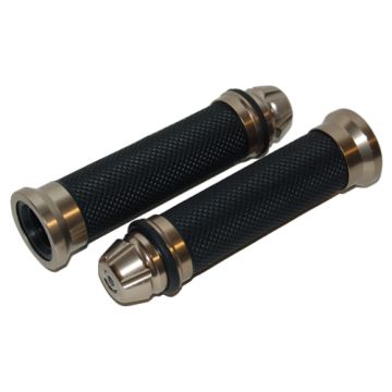 Set maniglie + contrappeso conico in similpelle nero/alluminio DMP