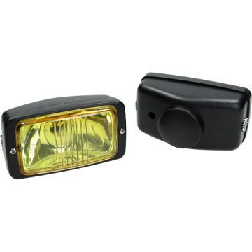 Faro rettangolare (prodotto in UE) in vetro giallo nero 14 cm Guia