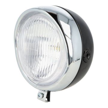 Faro rotondo retrò (prodotto in UE) universale 13 cm nero/cromato