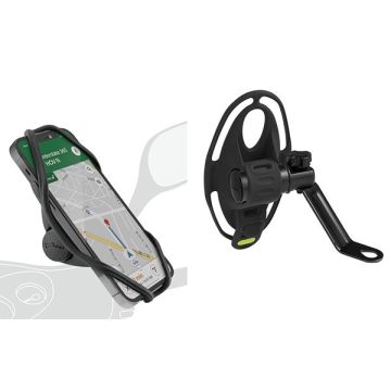 Supporto per telefono Tie 4 per telefoni da 4,7 pollici a 7,2 pollici con montaggio a specchio per ciclomotore/fat bike/moto nero Bone