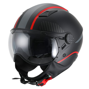 Casco jet Vito Lavori nero opaco/rosso