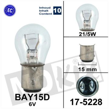 Lamp BAY15D 6V 21/5W Flosser(10 stuks)