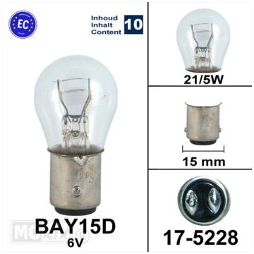 Lamp BAY15D 6V 21/5W Flosser(10 stuks)
