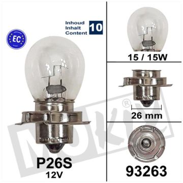 Lampada S3 P26S 12V 15W collare 10 pezzi-93263