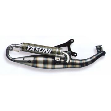 Marmitta -Yasuni Carrera C16 trasparente/kevlar Minarelli orizzontale 50 colore UE Aerox/Nitro/Jog/Mach G/Neos/Ovetto/Why/Flipper/ARK/F10/F12/F15/SR/Ciak/Centro/Scarabeo/Rally/Area 51/491 tub326ck