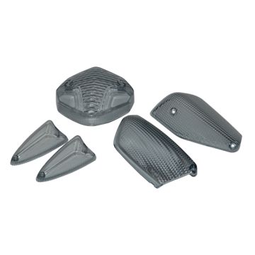 Set vetri indicatori + vetro fanale posteriore Yamaha Aerox/MBK Nitro 2013-> smoke DMP nuovo tipo