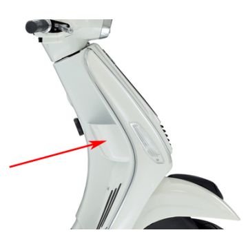 Tasca portaoggetti sullo scudo della gamba destra Vespa S -bianco Montebianco (544) 65429500BR originale