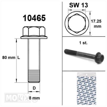 Bulloni per telaio flangiato sw13 M8x80 neri (1 pezzo)