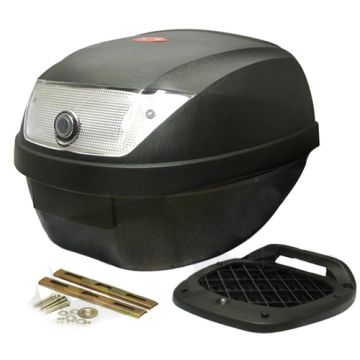 Bauletto 28 litri nero opaco con carrello universale WR KXM (riflettore bianco)