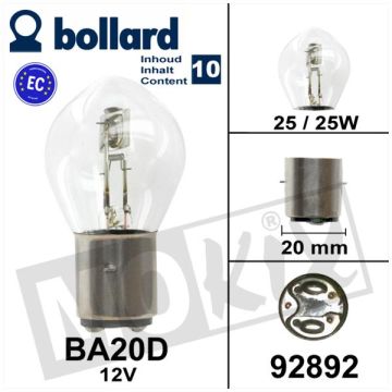 Lampada BA20D 12V 25/25W colore CE (10)