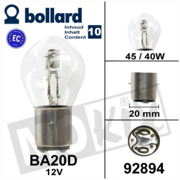 Lampada BA20D 12V 45/40W colore CE (10)