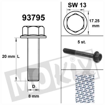 Bulloni per telai flangiati SW13 M8x20 neri (5 pezzi)