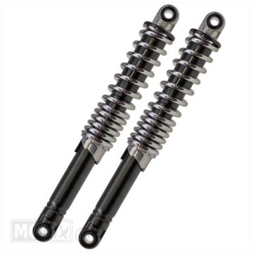 Set ammortizzatori 10mm di spessore 300mm di lunghezza nero/cromato extra pesante a molla Imca