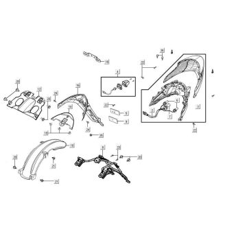 Fanale posteriore - Parafango posteriore Agility 16+ 125 Argento metallizzato opaco