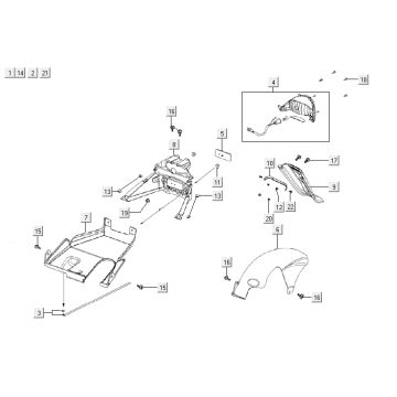 Luce posteriore - Parafango posteriore Kymco Agility 12' 4 tempi nero