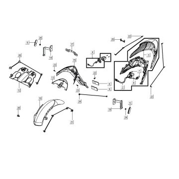 Fanale posteriore - Parafango posteriore Kymco Agility 16'+ 4 tempi nero lucido