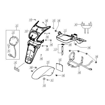 Fanale posteriore - Parafango posteriore Kymco Yup 50 2 tempi AC argento