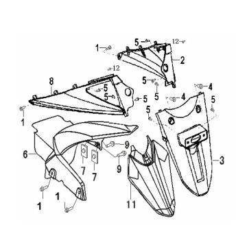 Parafango posteriore generico Xor 50 2 tempi 2009 nero