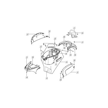 Parabrezza per moto - Helmbak - Portapacchi posteriore Kymco New Sento 50i 4 tempi rosso