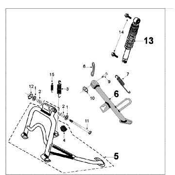 Ammortizzatore - Cavalletto centrale Peugeot Tweet 50 4T AC 2010-2017 nero opaco