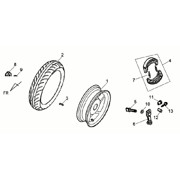 Ruota posteriore - Ceppi freno Sym Allo GT (WH006 S882U) bianco argento