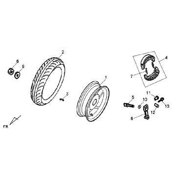 Ruota posteriore - ceppi freno Sym Allo (WH871) champagne