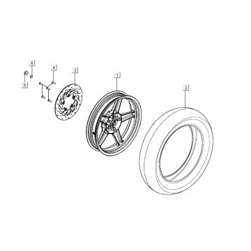 Ruota posteriore - Disco freno Agility 16+ 125 Matt Metallic Silver