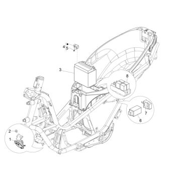Batteria - Tromba - Relè di avviamento Piaggio MP3 300 HPE/300 HPE Sport ABS Euro 5 2020-2022