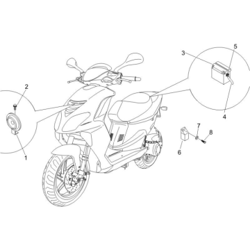 Batteria - Clacson - Relè di avviamento Piaggio NRG Power DD 50 2T LC 2007-2017