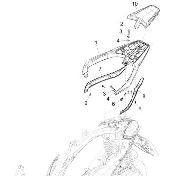 Portapacchi posteriore Piaggio Medley 150 IE ABS Euro 4 2016-2020