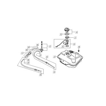 Serbatoio gas - Galleggiante serbatoio - Valvola a vuoto Kymco DJ 2-stroke Silver