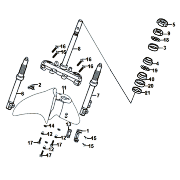 Forcella anteriore/parafango anteriore/auricolare Sym Symphony ST 125I E4 Blu/Nero/Argento (BU-280S/BK-001C/S-882U)
