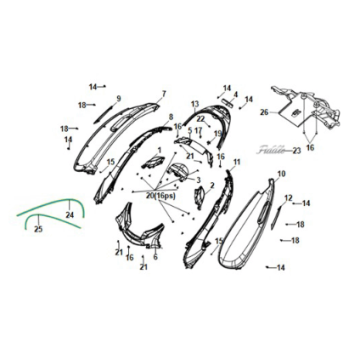 Coperchio carrozzeria - fanale posteriore Sym E-Fiddle Petrol Green (GN546U)