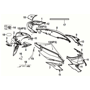 Body cover Sym Jet 14 125I LC E5 2021-2024 BROWN (BR-497U)