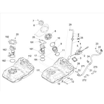 Serbatoio gas - Serbatoio galleggiante - Piaggio Medley 150 4-takt IE ABS Euro 4 - 2016 - 2020