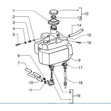 Serbatoio gas - Galleggiante serbatoio - Valvola di vuoto AC a 2 tempi Piaggio Zip RST 50