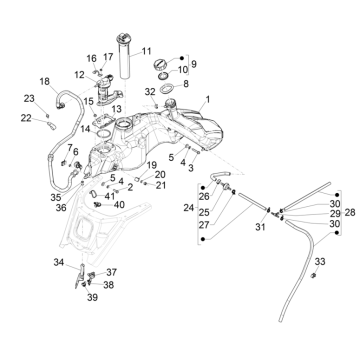 Serbatoio gas - Serbatoio galleggiante - Stazione di rifornimento - Vespa GTS 125 IE ABS Euro 4 2019