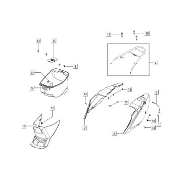Parabrezza per moto - Helmbak - Portapacchi posteriore nero Kymco Agility 12' 4 tempi