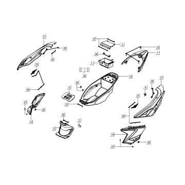 Parabrezza per moto - Helmbak - Portapacchi posteriore Kymco Agility 16'+ 4 tempi nero lucido