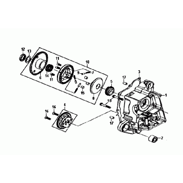 Carter destro - Pompa olio - Frizione di avviamento Sym Mio 50i