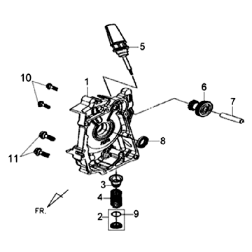 Carter destro - Filtro olio - Asta Sym Fiddle II (BK-7C) grigio ferro
