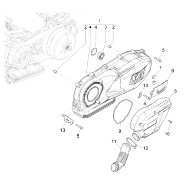 Coperchio carter Vespa GTS 125 IE ABS Euro 4 2019