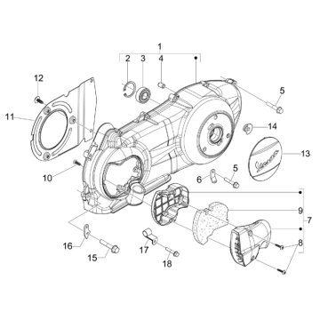 Coperchio carter Vespa GTS 300 ie 2008-2016 (con e senza ABS)