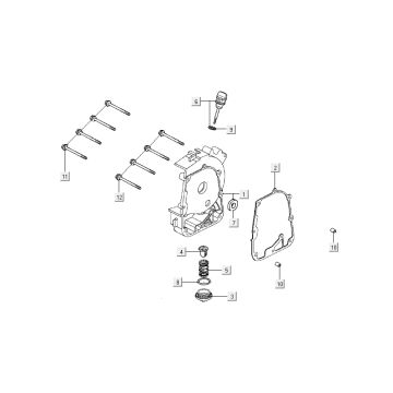 Carter destro - Asta di livello - Filtro olio Kymco New Dink 4 tempi deep ocean blue