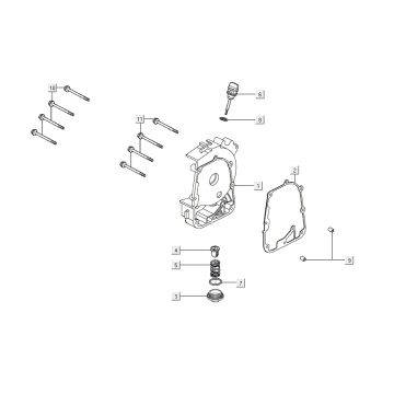 Carter destro - Asta di livello - Filtro olio Kymco Agility 16'+ 4 tempi nero lucido