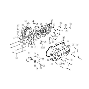 Carter - Coperchio carter - Asse Kickstarter Kymco Sento 50 4 tempi marrone