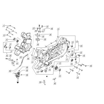 Carter - Coperchio carter - Asse Kickstarter Kymco Super9 2 tempi nuovo modello argento