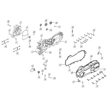 Carter - Coperchio carter - Asse Kickstarter Kymco Agility 16'+ 4 tempi nero lucido