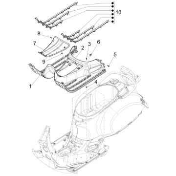 Pedana - Poggiapiedi Vespa GTS 125 IE ABS Euro 4 2019